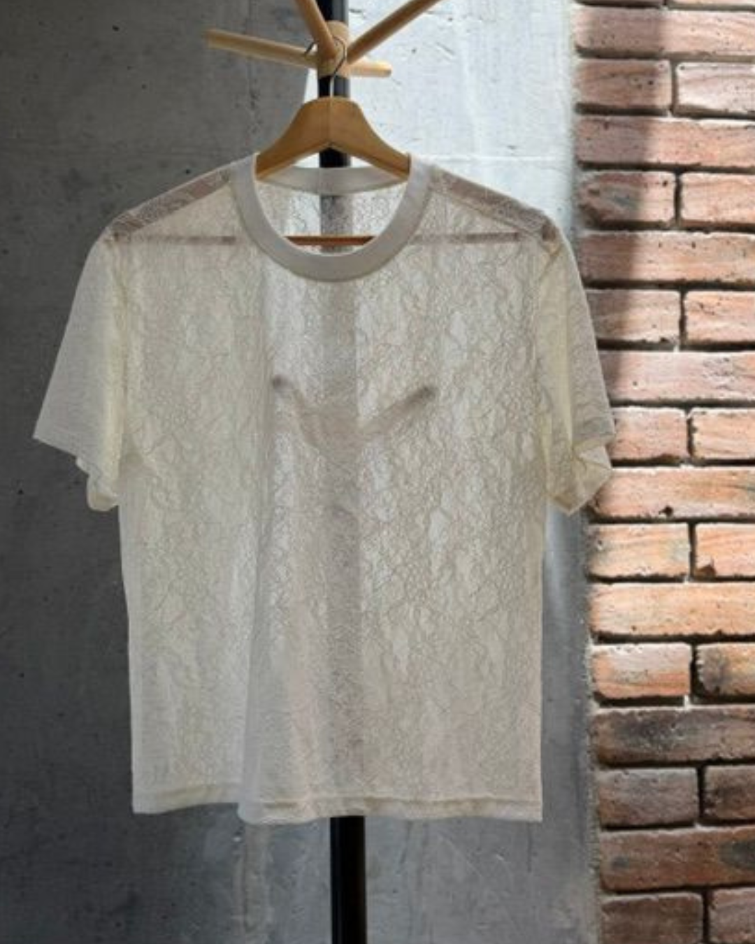 Camiseta Encaje Marfil 