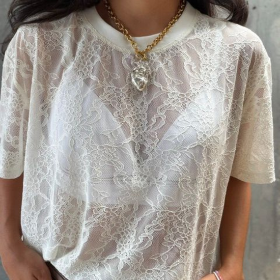 Camiseta Encaje Marfil 