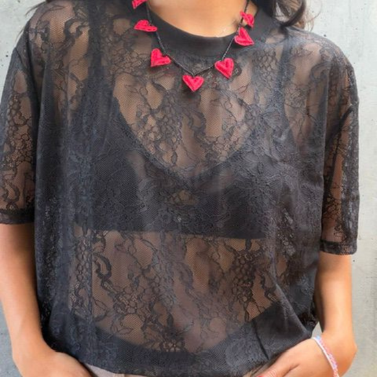Camiseta Encaje Negra 