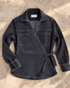 Black Denim Double-Breasted Jacket