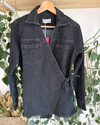 Black Denim Double-Breasted Jacket