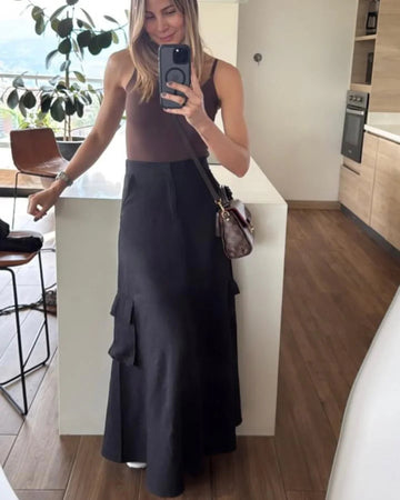 Black Cargo Skirt