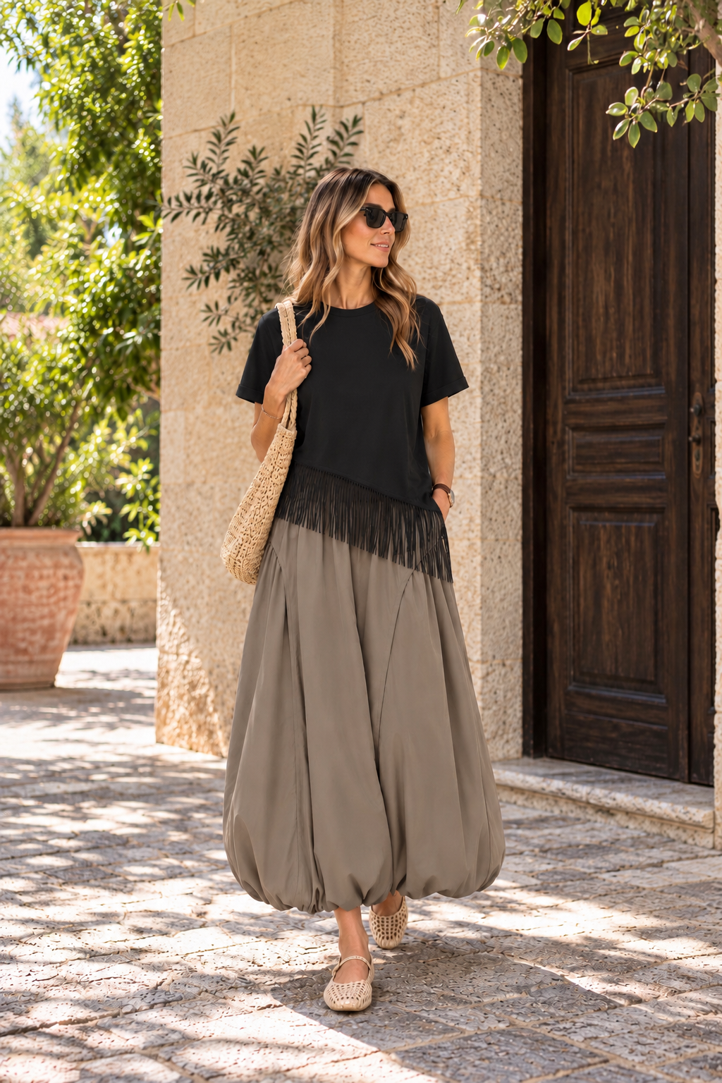 Camiseta Negra Flecos 