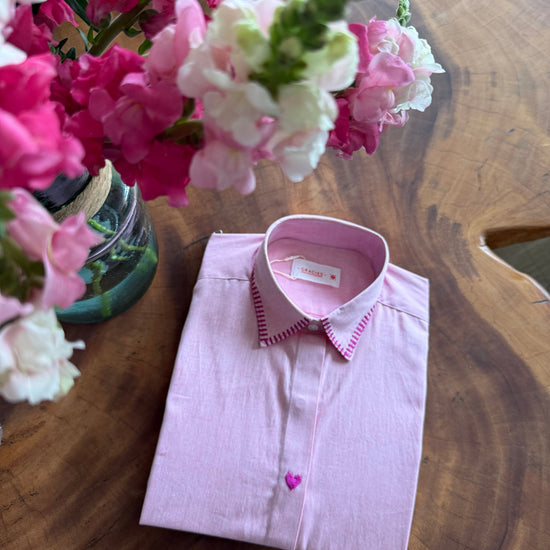 Camisa Rosa Chambray Corazones Magenta 