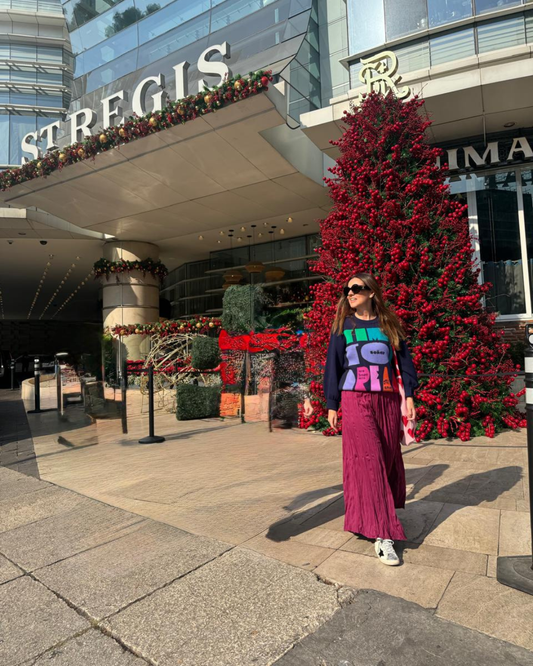 Wine Red Pleated Skirt