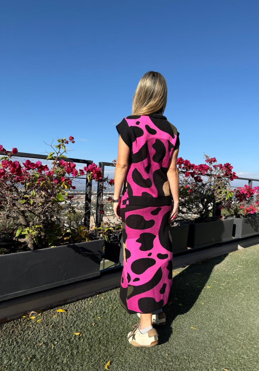 Falda Animal Ondas Magenta 