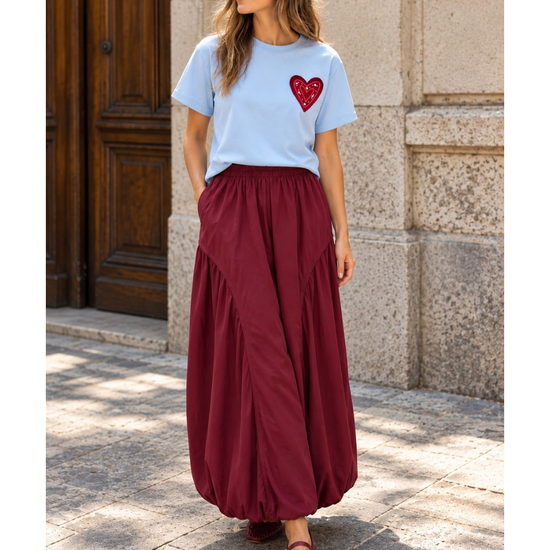 Falda Globo Vino 