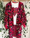 Red Animal Print Kimono