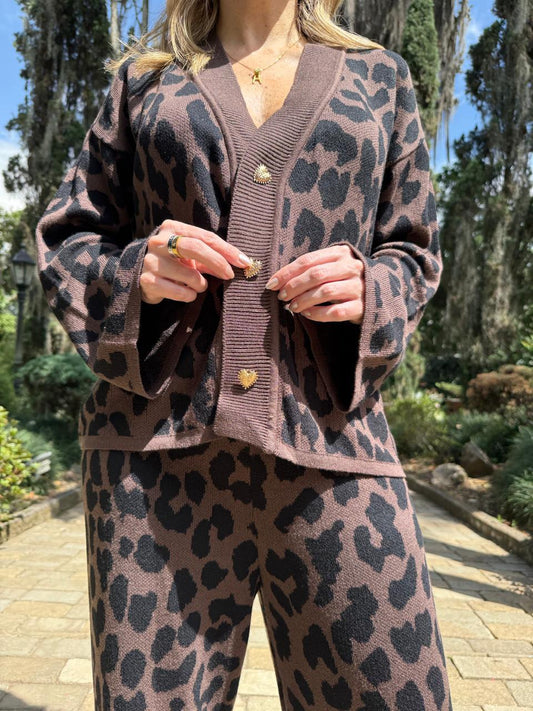 Mocha Animal Open Sweater