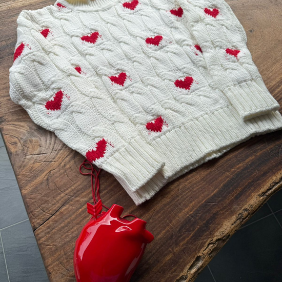 Sweater Marfil Corazones 