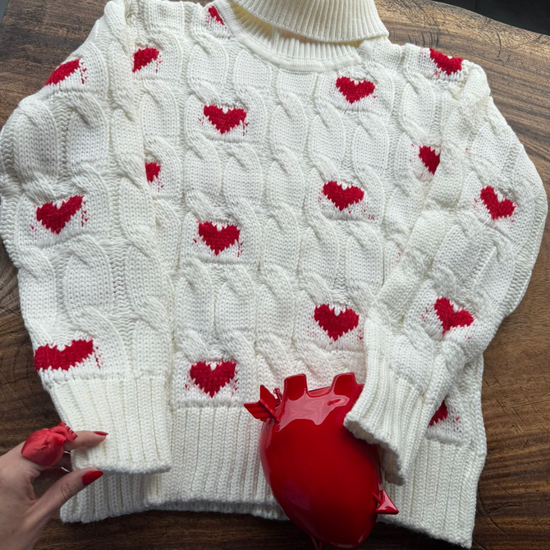 Sweater Marfil Corazones 