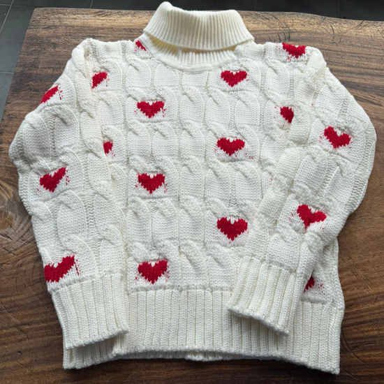 Sweater Marfil Corazones 