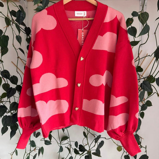 Sweater Nubes Rojo Abierto - Golden Hearts 
