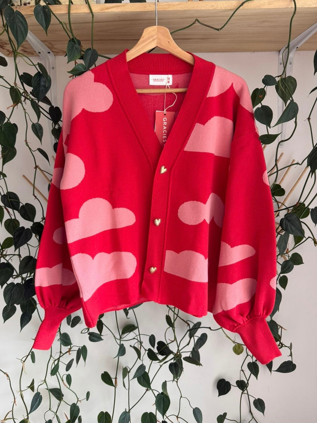 Sweater Nubes Rojo Abierto - Golden Hearts 