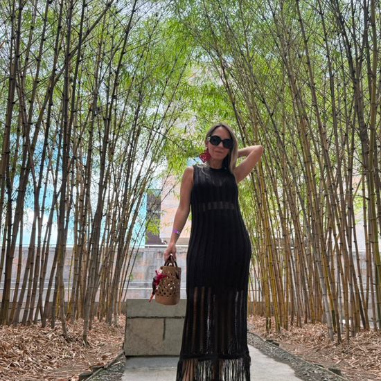 Vestido Negro Hilos 
