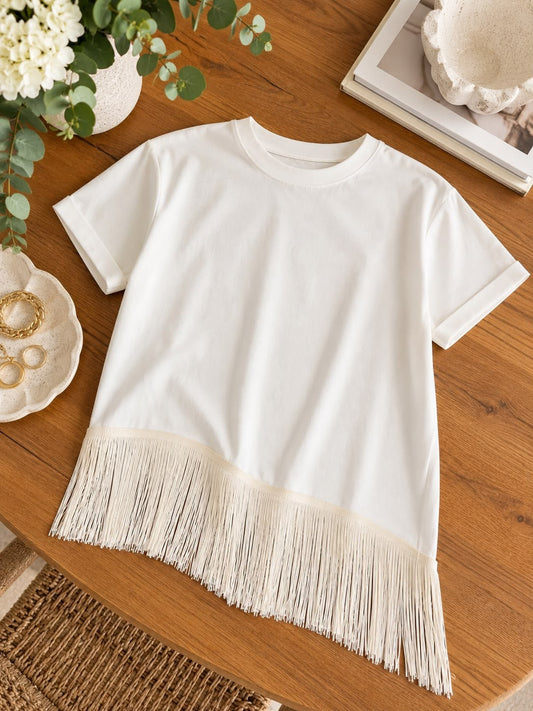 Ivory Fringed T-shirt