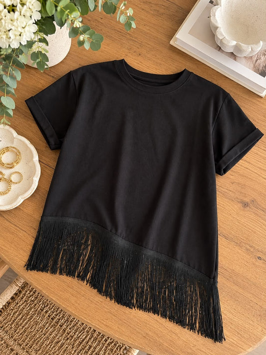 Black Fringed T-shirt