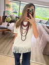 Ivory Fringed T-shirt