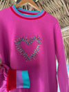 Fuchsia Iris Heart Sweater